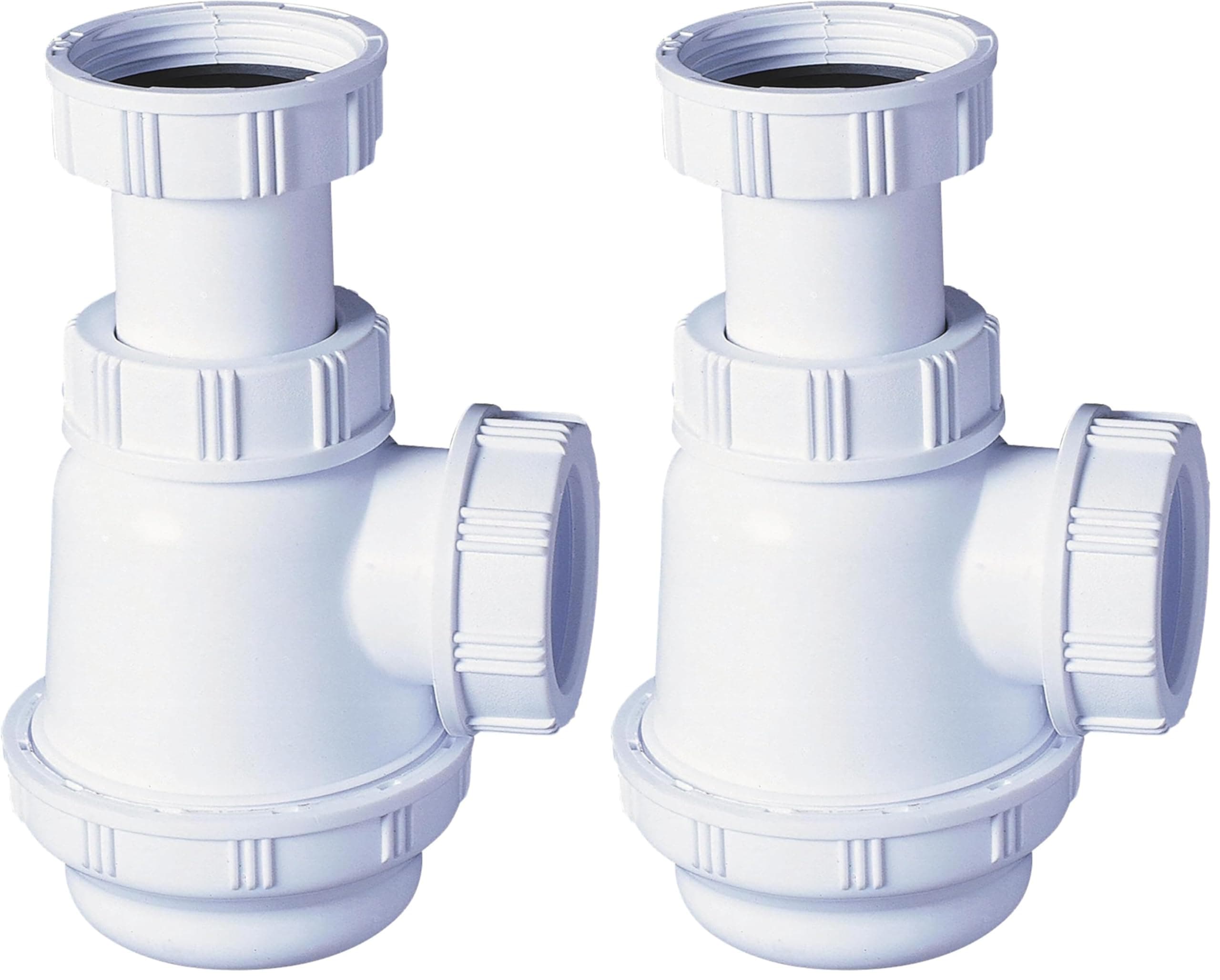Lot de 2 Siphons de lavabo Wirquin et lave-mains à culot court, blanc