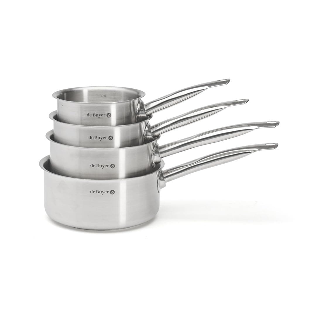 Lot de 4 casseroles De Buyer Prim'Appety - 14/16/18/20 cm - Sans PFAS, Inox 18/10 de Qualité Professionnelle